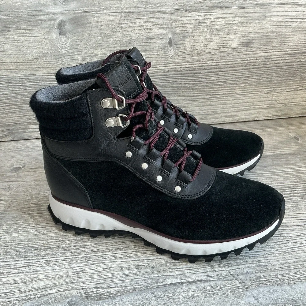 Cole Haan Grand Explore W15275 Women's Black Suede Lace Up Hiking Boots Size 7 B